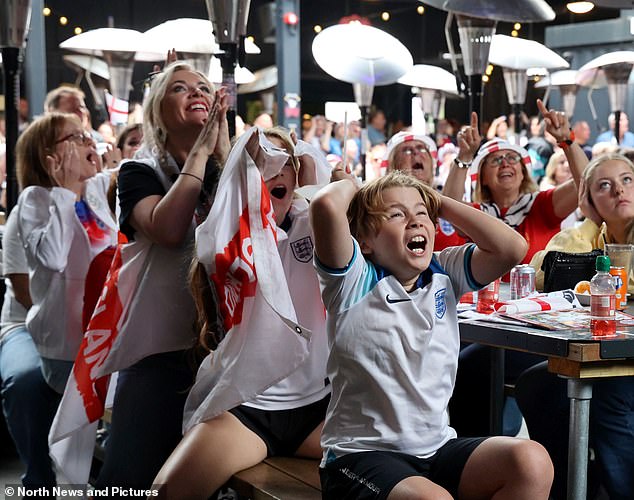 England fans show the strain at Newcastle's St. James' STACK as they watch the UEFA Women's Euro 2025