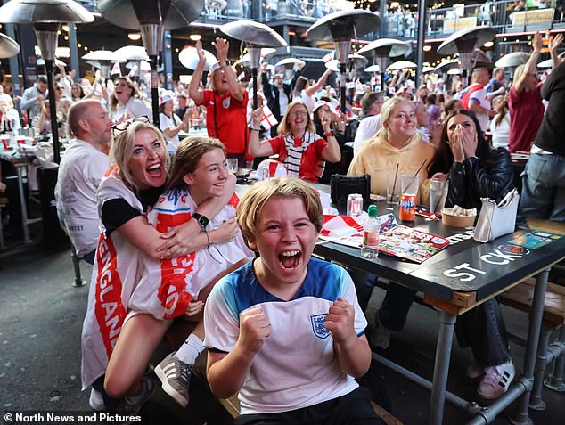Joy for England fans as Alessia Russo heads home to make the score 1-1