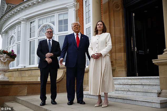 Sir Keir Starmer and his wife Lady Victoria were greeted by the President and a chorus of bagpipes as they arrived in South Ayrshire on Monday