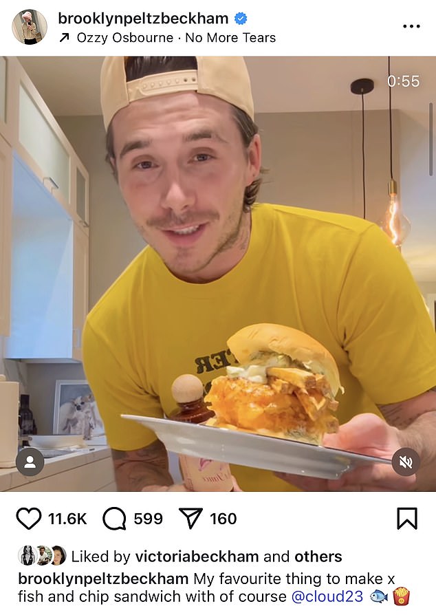 JULY 25: Victoria liked a video clip of Brooklyn whipping up his favourite meal