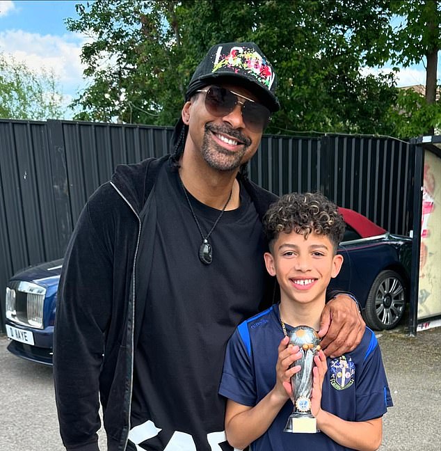 Kingston (right) won Sutton's under-11s player of the year award in 2024, with his father claiming he wants to be 'the world’s best footballer'