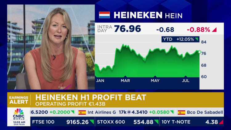 Heineken post first-half profit beat but points to U.S. softness