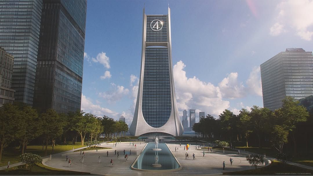 The initial concept art of the architecture of Baxter Building in ‘Fantastic Four: First Steps’ (Photo: Instagram / @fantasticfour)