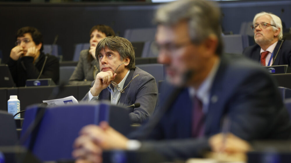 Catalan separatist leader and MEP Carles Puigdemont in the European Parliament chamber