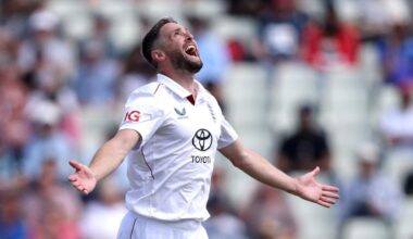 Chris Woakes celebrates the early wicket of KL Rahul on day one of the second England-India Test at Edgbaston