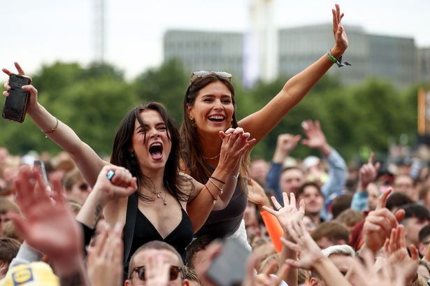 Music fans watch the Vaccines perform on day two of the TRNSMT Festival 2024 at Glasgow Green on July 13, 2024 in Glasgow