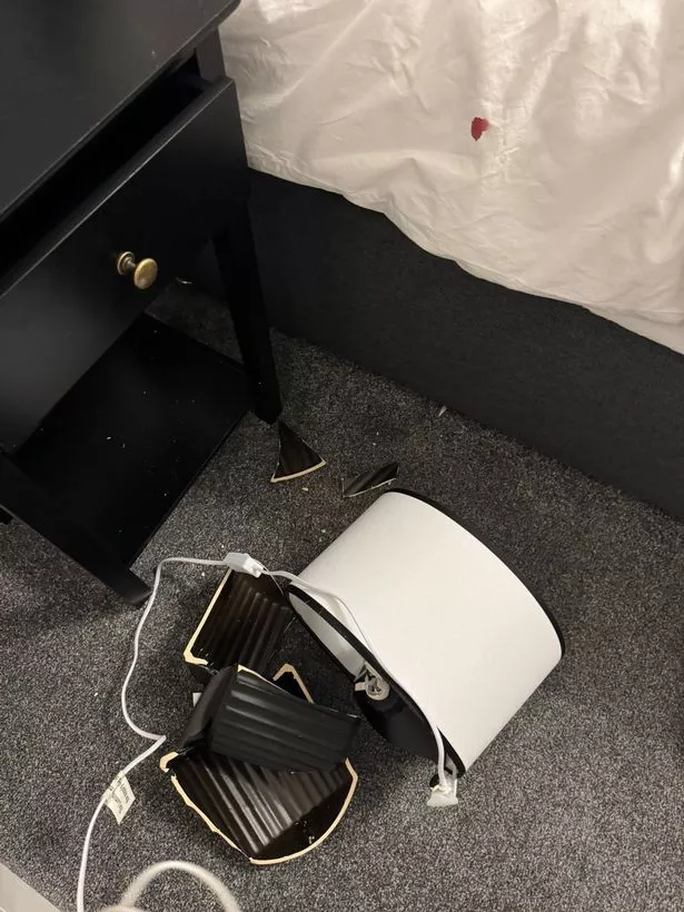 A broken lamp at the house