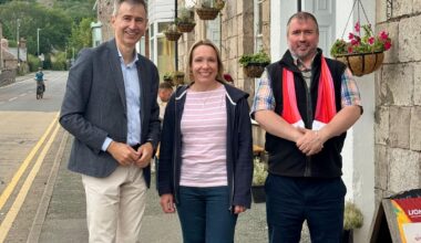 The Swiss ambassador with political - and football - rivals, Lib Dem North Shropshire MP Helen Morgan, and Labour's Montgomeryshire & Glyndwr MP, Steve Witherden.