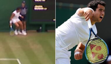 Tennis star rages at umpire after colliding with Wimbledon ball boy during point
