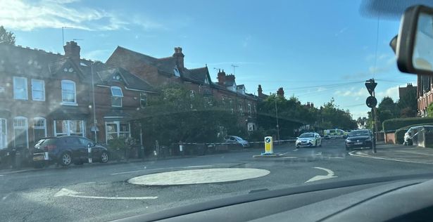 The edge of the police cordon on Springfield Road in Kings Heath