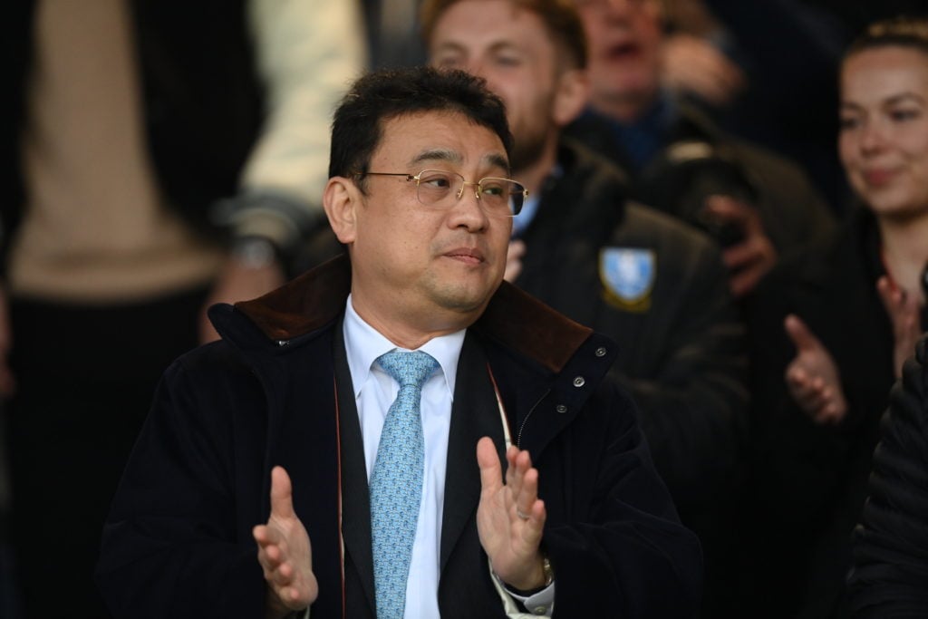 Sheffield Wednesday owner Dejphon Chansiri looks on before the Sky Bet League One Play-Off Semi-Final First Leg match between Peterborough United and Sheffield Wednesday at Weston Homes Stadium on May 12, 2023 in Peterborough, England. (Photo by Michael Regan/Getty Images)