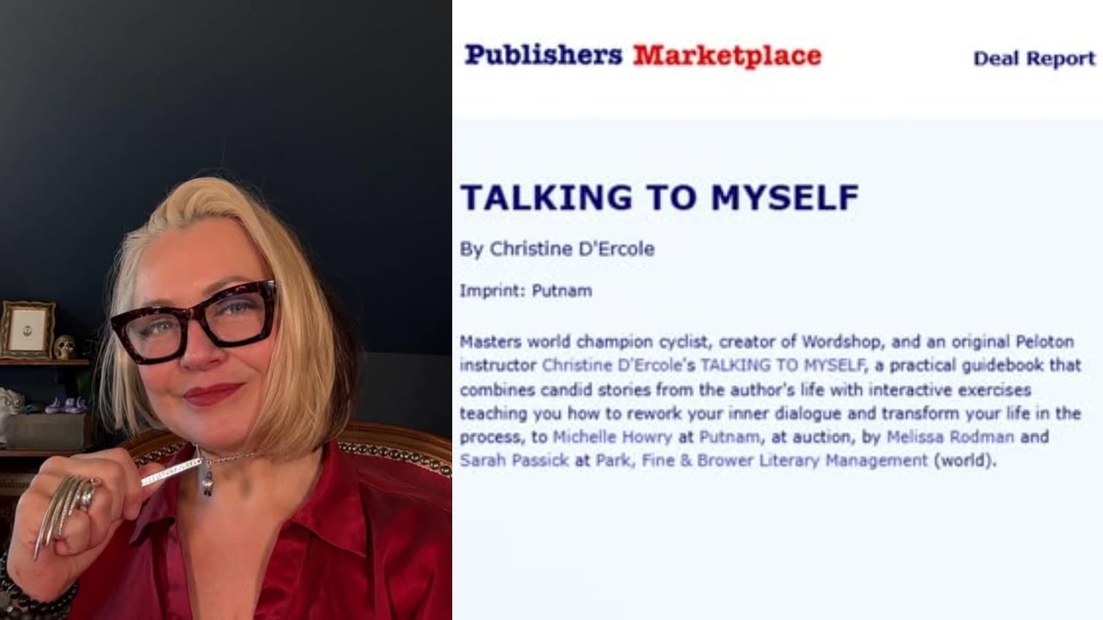 Peloton Instructor Christine D'Ercole Announces Book: "Talking to Myself"