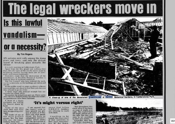 A report on the greenhouses being demolished