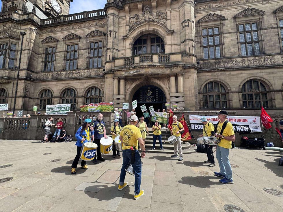 Protestors in Sheffield City Centre