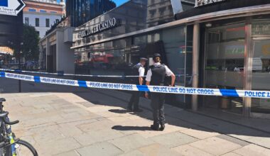 The crime scene in Knightsbridge where a man was stabbed to death.