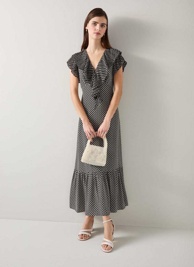 Daphne Polka Dot Pleated Dress