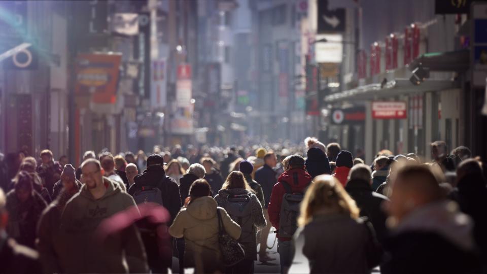 A crowd of people in Europe