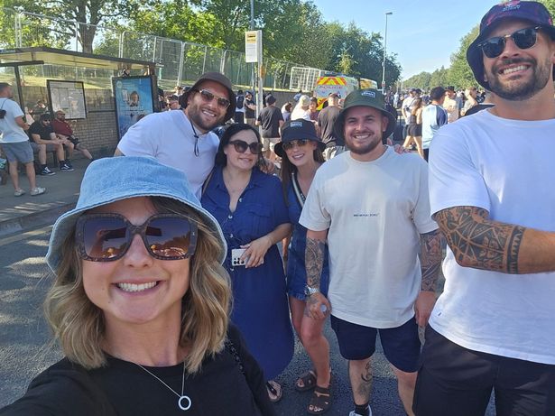 Steve and Faye Williams with friends at the Oasis gig at Heaton Park