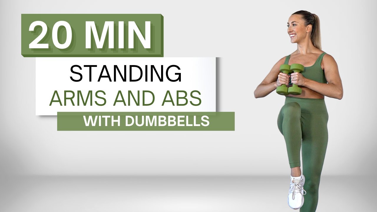 20 min STANDING ARMS AND ABS WORKOUT | With Dumbbells | No Crunches or Planks | No Repeats - YouTube