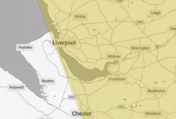 Yellow weather warning for Liverpool in place on Monday, July 20