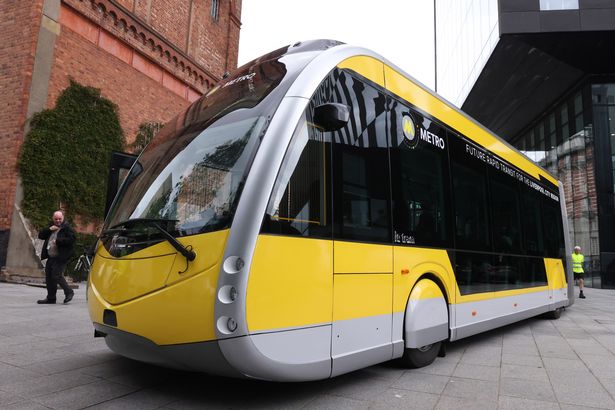 The new 'glider' bus on display in Liverpool today