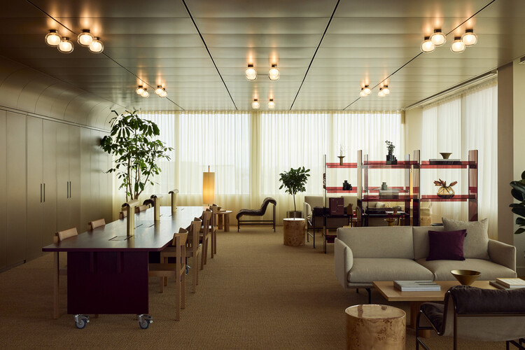 The Jellicoe Workspace / Universal Design Studio - Interior Photography, Dining room, Wood, Table, Chair, Lighting, Glass