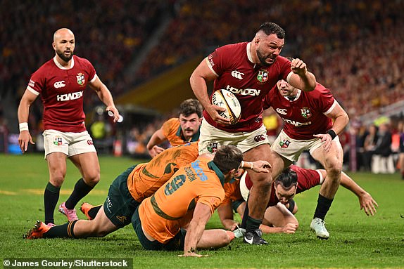 Mandatory Credit: Photo by James Gourley/Shutterstock (15403520di) Ellis Genge of the Lions Australia v British & Irish Lions, First Test Match, Lions Tour of Australia, Rugby Union, Suncorp Stadium, Brisbane, Australia - 19 Jul 2025