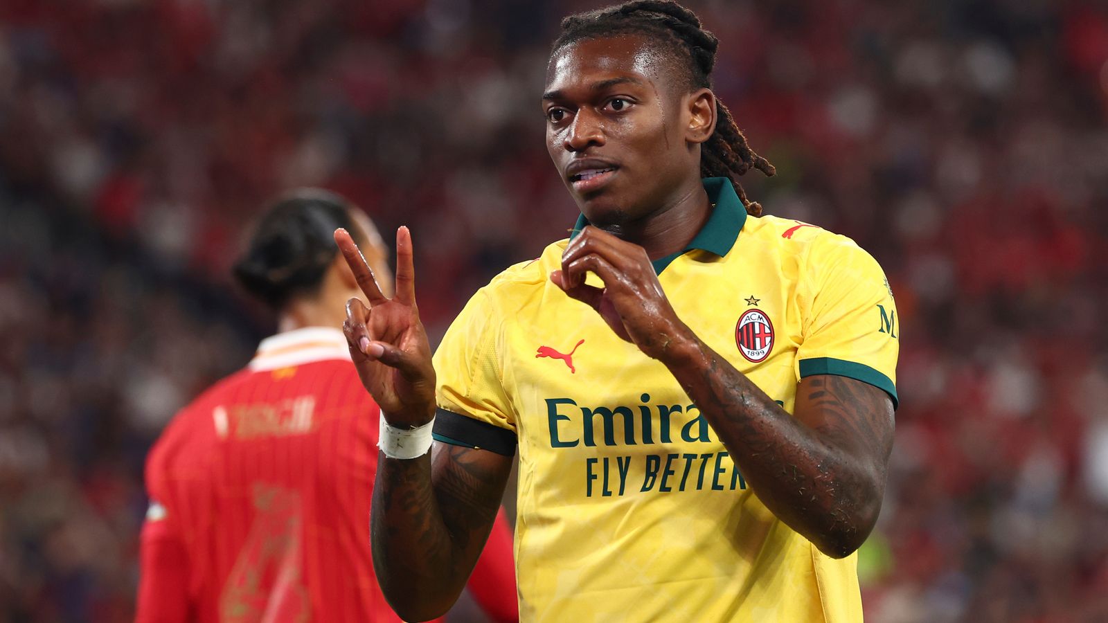 Rafael Leao pays tribute to Diogo Jota after scoring during AC Milan's pre-season win over Liverpool in Hong Kong