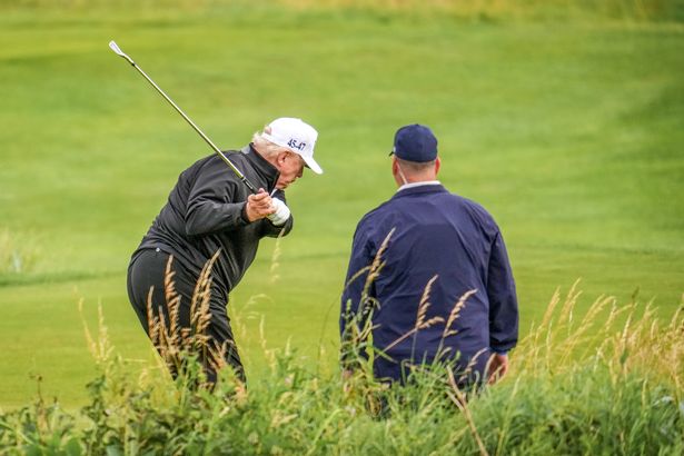Donald Trump plays golf at Trump Turnberry