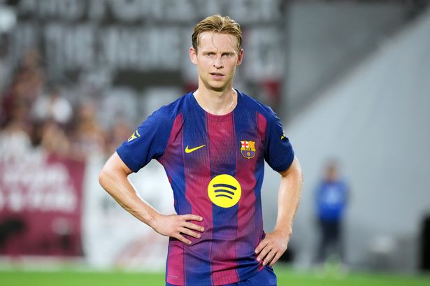Frenkie de Jong of Barcelona looks on