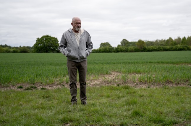 Bear stands in a field looking lonely in Emmerdale
