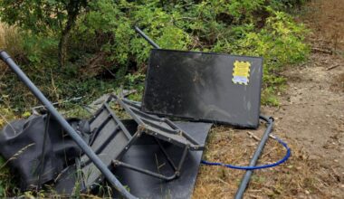 Trampoline and piles of rubbish fly-tipped in Oxfordshire