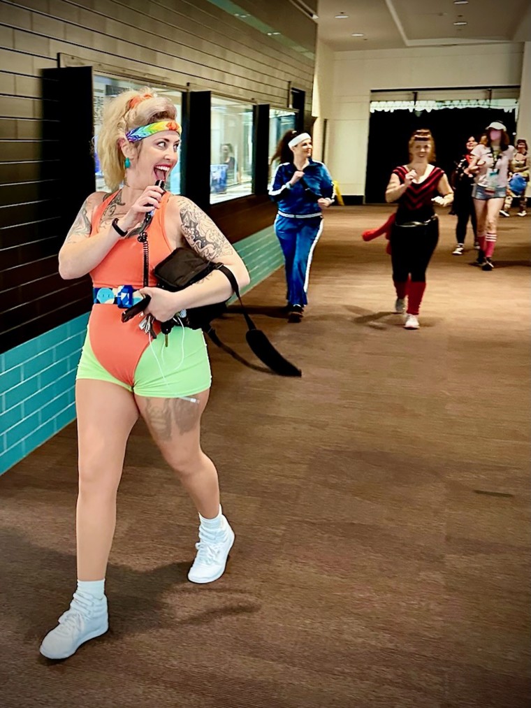 Krista Catwood leads a 1980s-inspired weekly walking group called “Food Court 5000.”