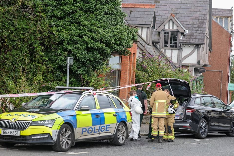 The scene on Windsor Avenue in Lurgan, Co Armagh, where police are investigating an overnight arson attack on a property. (Pic: PressEye)