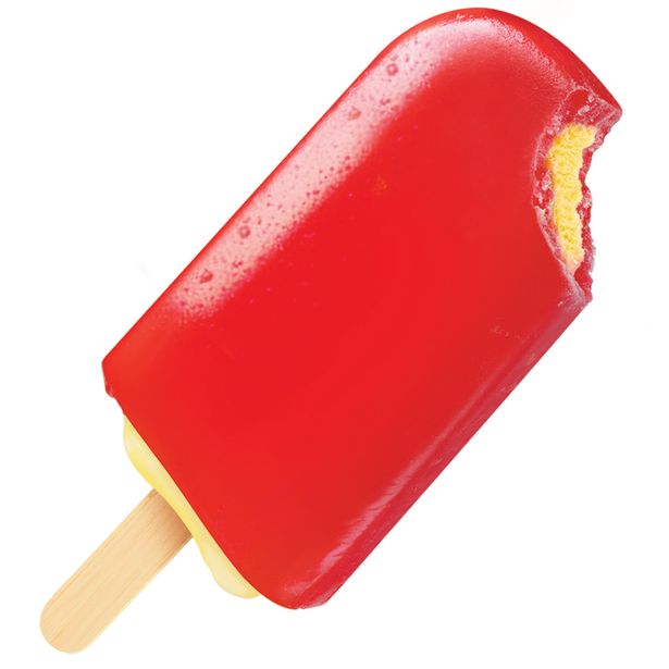 Red ice lolly with ice cream centre