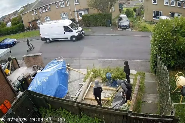 The group were captured on CCTV during broad daylight in the residential area