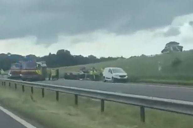 Emergency services and the air ambulance were called to the southbound carriageway following the serious crash