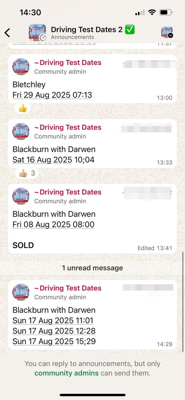 Messages were sent to Whatsapp channels