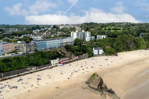 Tenby North Beach drone shot