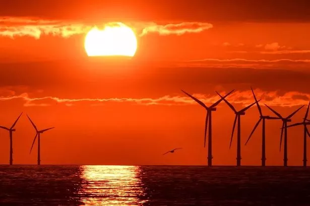 Sun sets across Liverpool Bay from New Brighton, Wirral