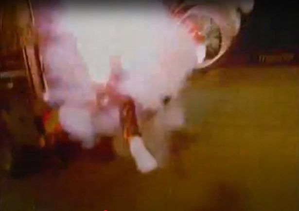 The moment a pyrotechnic set the presenter alight 