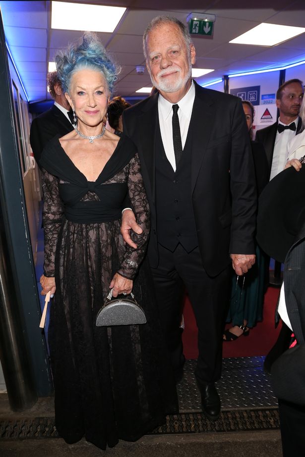 Helen Mirren and husband Taylor Hackford in black outfits at Cannes in 2023