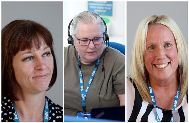 NHS 111 staff - clinical manager Carla King, call handler Sharon Mackinson, and clinical lead Debbie Jackson