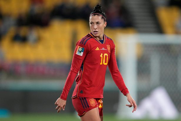 Spain's Jennifer Hermoso reacts after missing a scoring chance during the Women's World Cup Group C soccer match between Japan and Spain