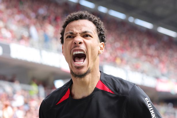 FREIBURG IM BREISGAU, GERMANY - MAY 17: Hugo Ekitike of Eintracht Frankfurt celebrates after the third goal during the Bundesliga match between Sport-Club Freiburg and Eintracht Frankfurt at Europa-Park Stadion on May 17, 2025 in Freiburg im Breisgau, Germany. (Photo by Sebastian El-Saqqa - firo sportphoto/Getty Images)