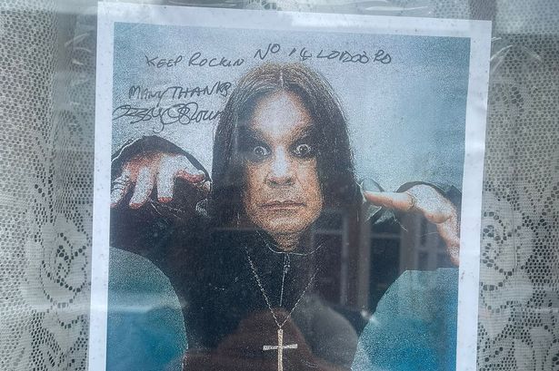 Message to Ozzy fans on the front window of his former house on Lodge Road, Aston