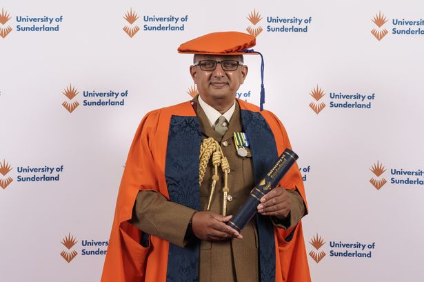 Ben Banerjee as he received his Honorary Doctorate of Medicine from the University of Sunderland
