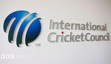 A sign for the International Cricket Council at their headquarters in Dubai