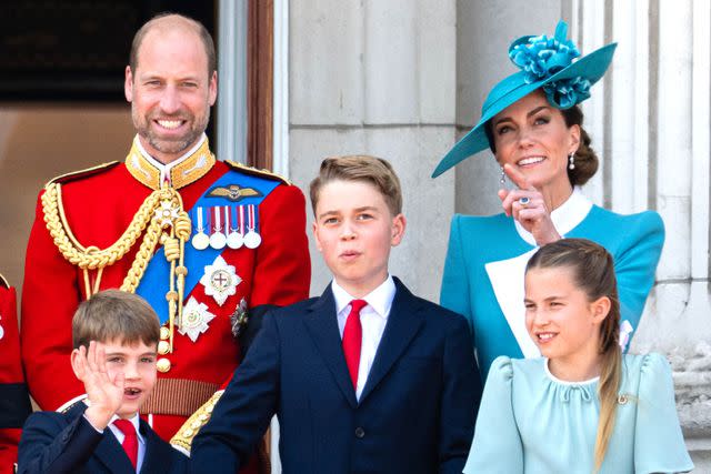 Samir Hussein/WireImage Prince William, Prince Louis, Prince George, Kate Middleton and Princess Charlotte during Trooping The Colour 2025 on June 14, 2025
