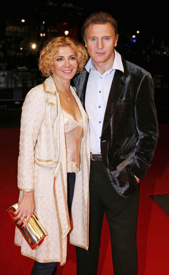 Natasha Richardson and Liam Neeson at a red carpet event.